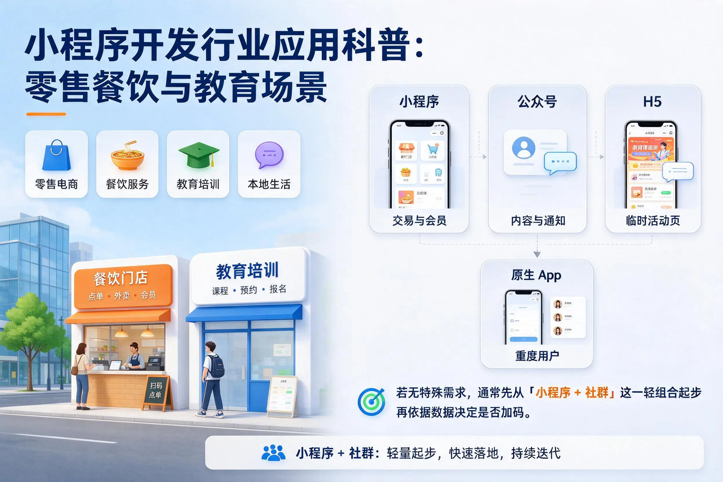 五指山小程序开发行业应用科普:零售餐饮与教育场景