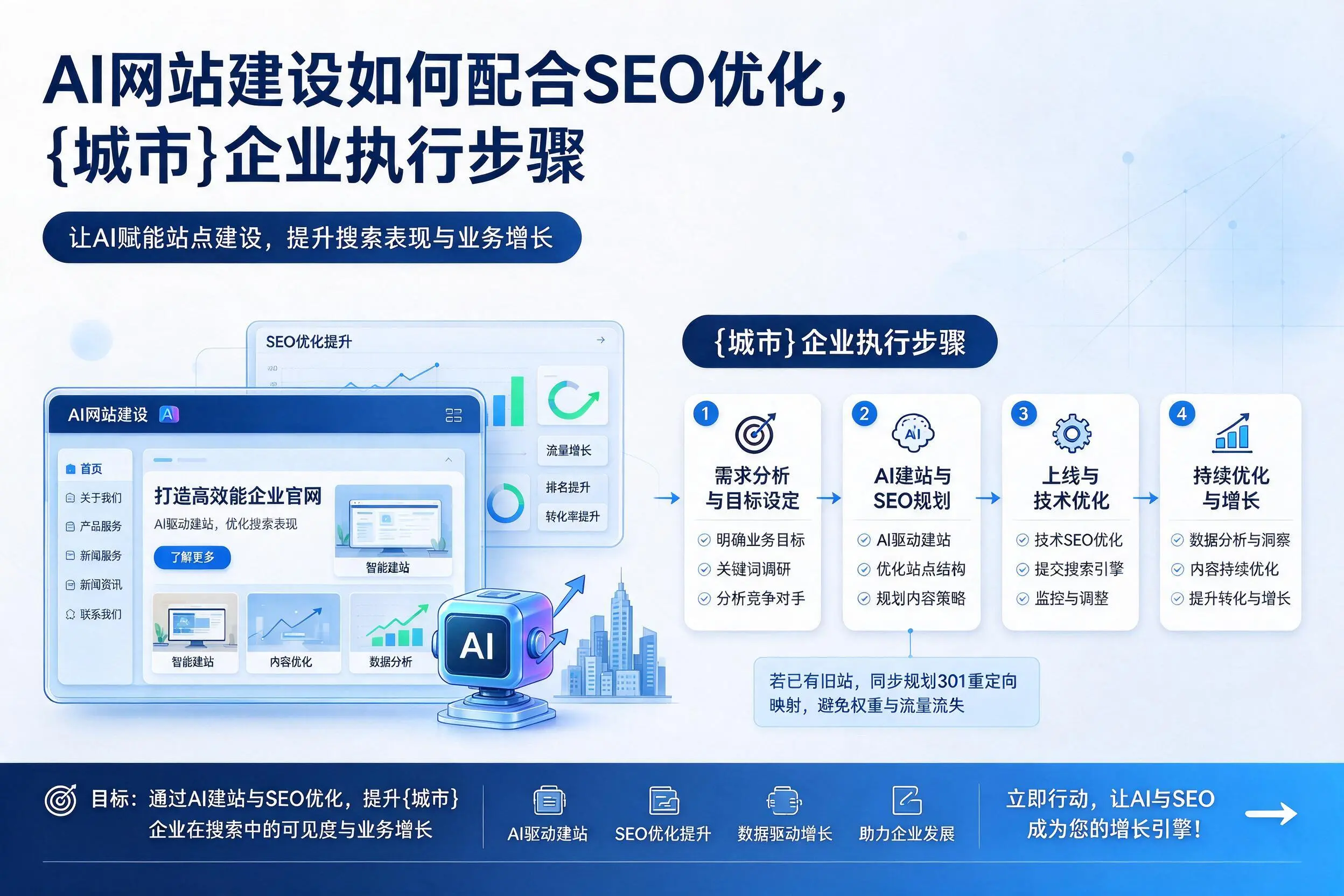 AI网站建设如何配合SEO优化，五指山企业执行步骤